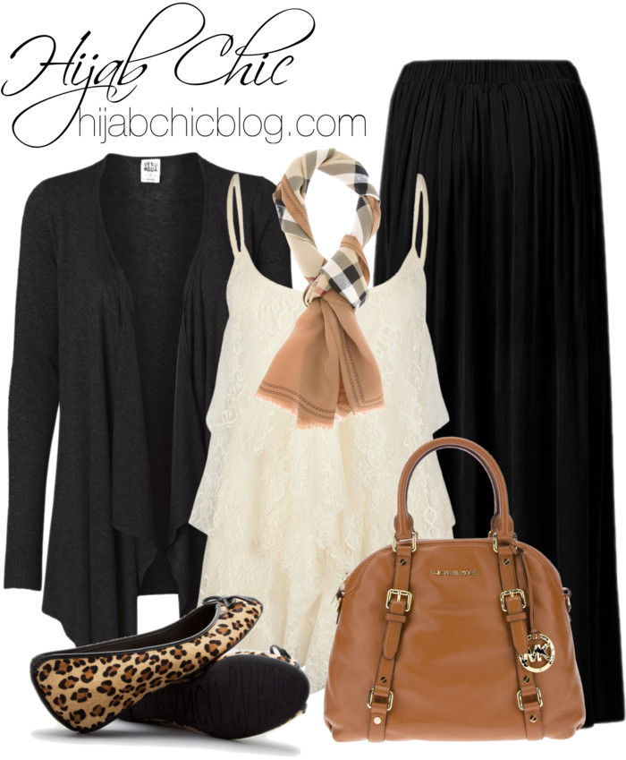 Hijab Outfit Burberry silk shawl